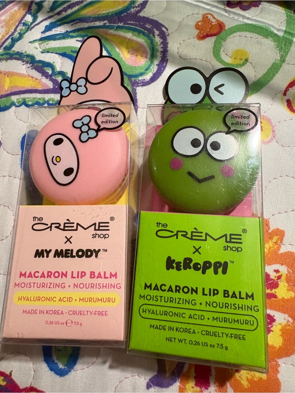 The Crème Shop My Melody & Keroppi Macaron Lip Balm Duo - Pink & Green